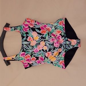 ‼️3 for $16‼️Monterey Black/Multi-colored Floral Print One-piece Swimsuit